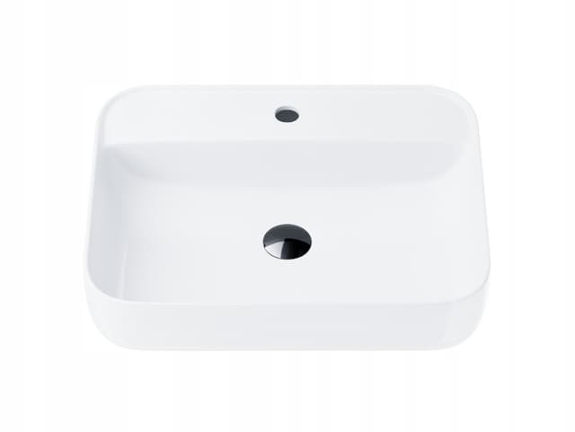 Umywalka nablatowa ANGO UC5641BL prostokątna 500x400x140 mm z korkiem czarnym