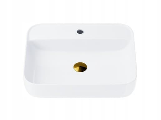 Umywalka nablatowa ANGO UC5641GL prostokątna 500x400x140 mm z korkiem złotym