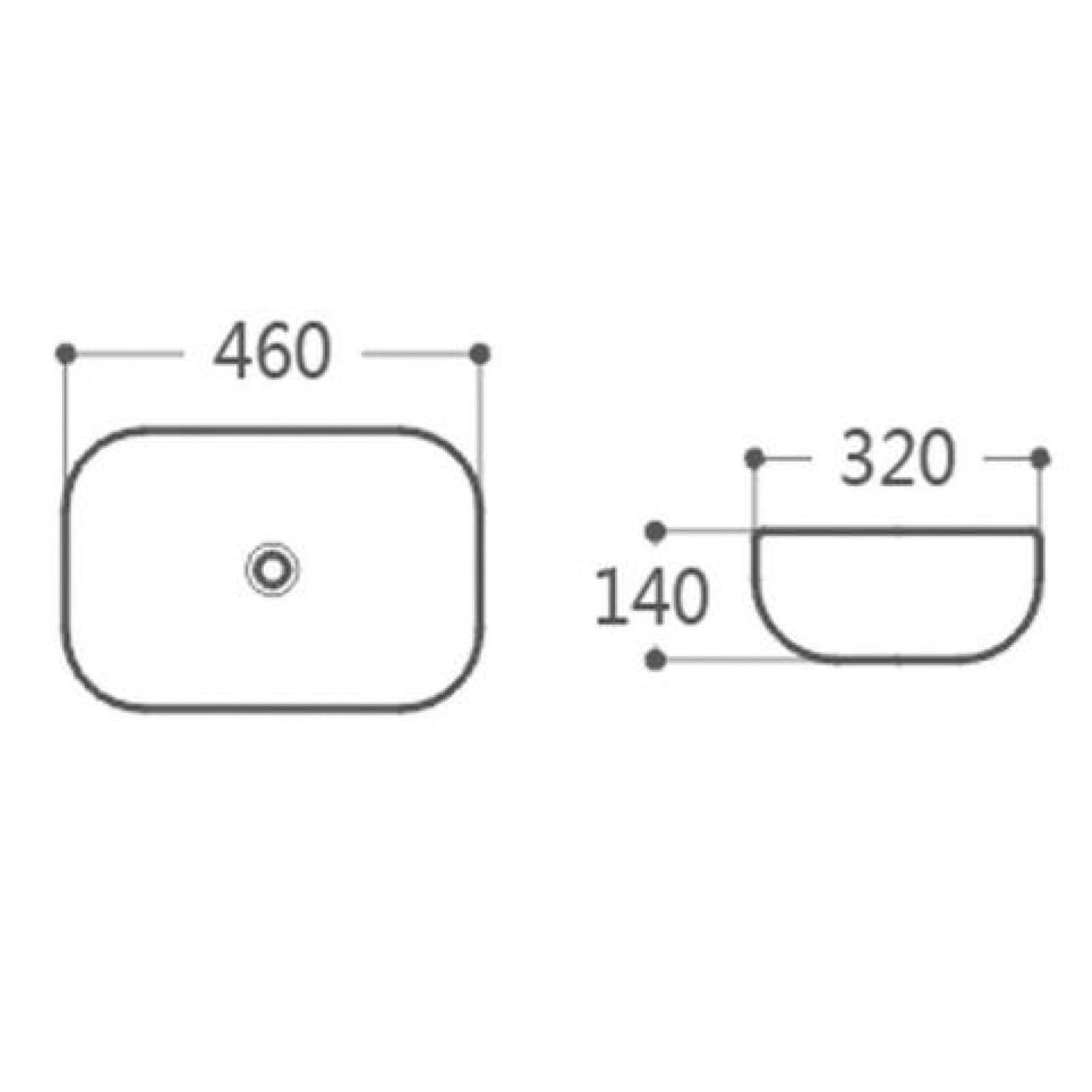 Umywalka nablatowa MONO UC5603WH prostokątna 460x320x140 mm z korkiem białym