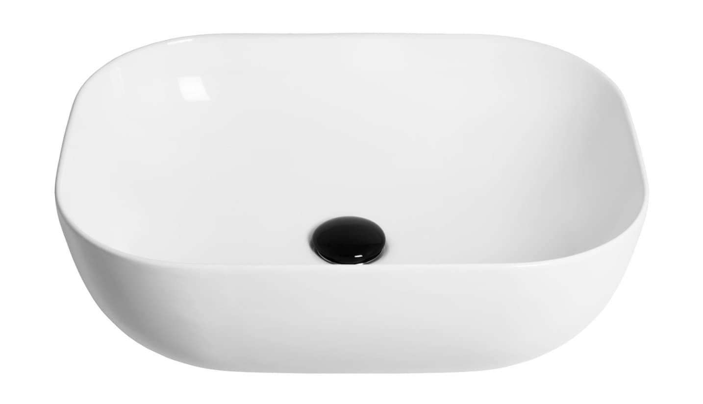 Umywalka nablatowa MONO UC5603BL prostokątna 460x320x140 mm z korkiem czarnym