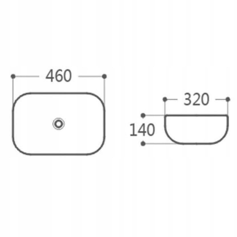 Umywalka nablatowa MONO UC5603BL prostokątna 460x320x140 mm z korkiem czarnym