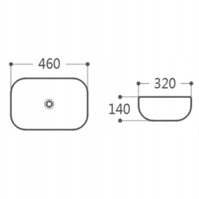 Umywalka nablatowa MONO UC5603BL prostokątna 460x320x140 mm z korkiem czarnym