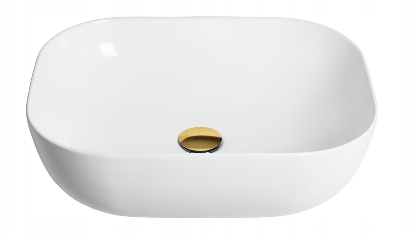 Umywalka nablatowa MONO UC5603GL prostokątna 460x320x140 mm z korkiem złotym