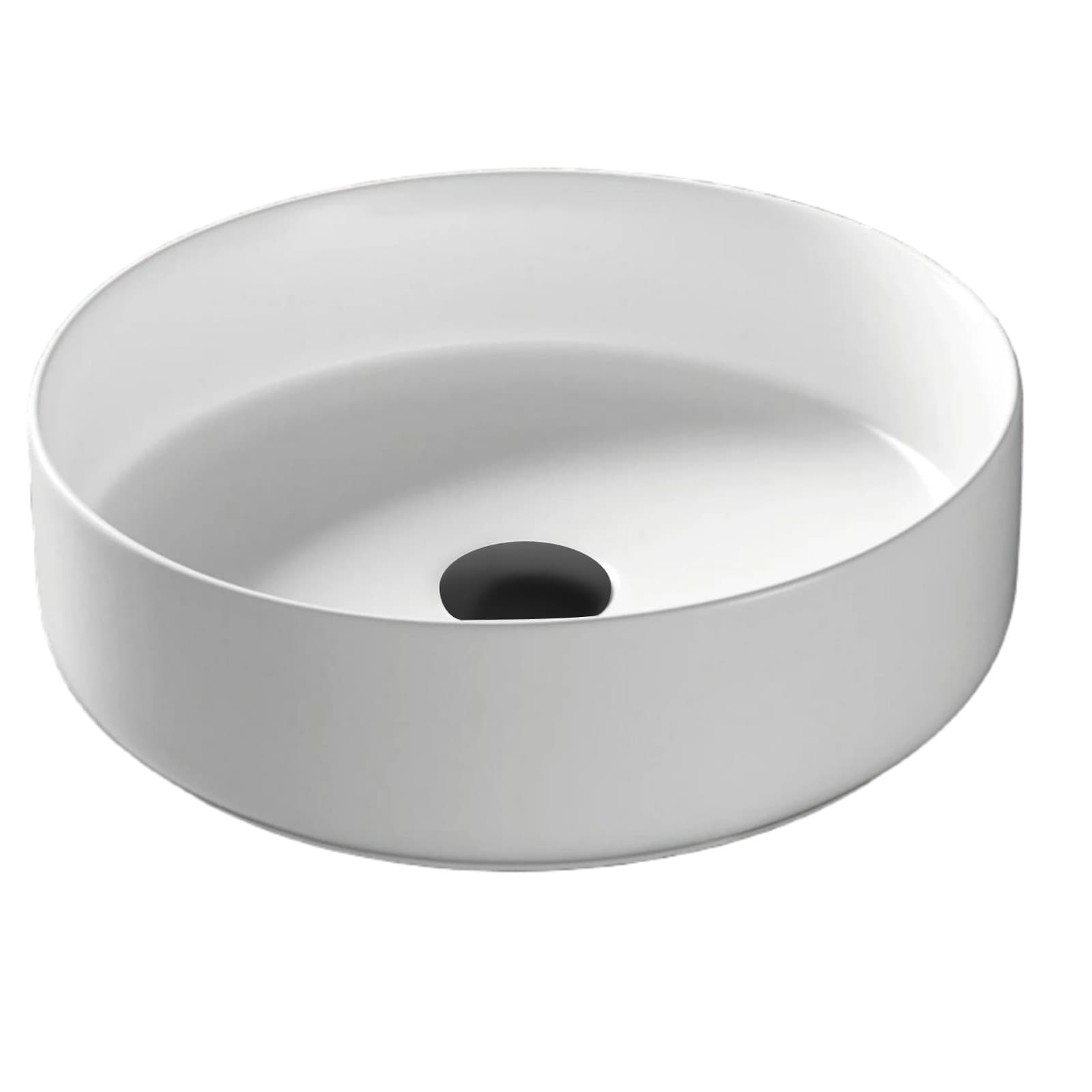 Umywalka nablatowa LUGO UC5665BL okrągła 360x120 mm z korkiem czarnym