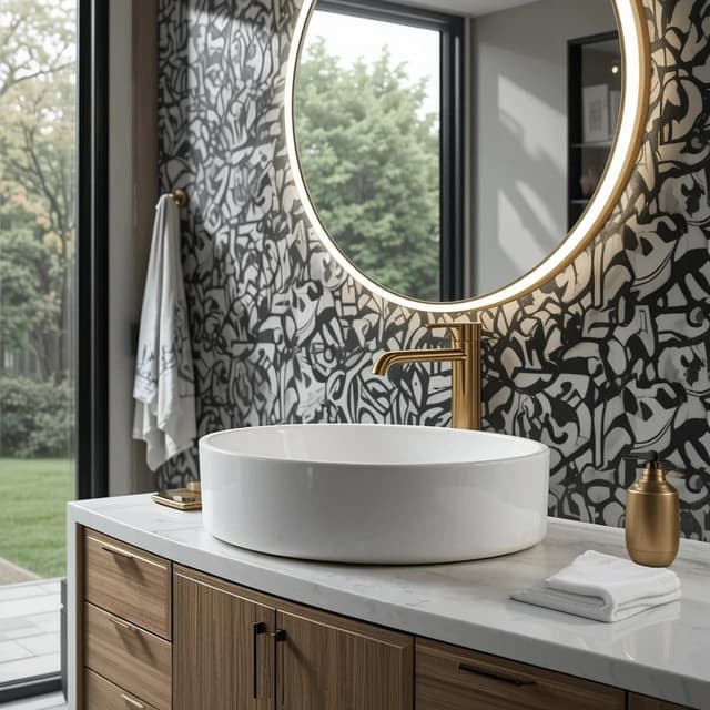 Umywalka nablatowa LUGO UC5665GL okrągła 360x120 mm z korkiem złotym