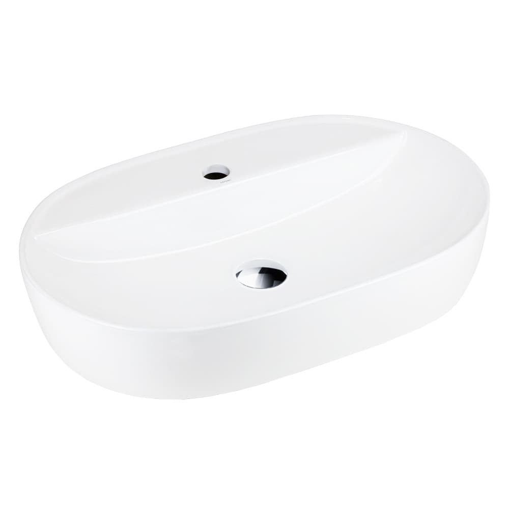 Umywalka nablatowa OLVENA UC5658CH 600x400x120mm Otwór na baterię Chromowany korek