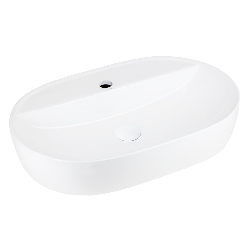 Umywalka nablatowa OLVENA UC5658WH 600x400x120mm Otwór na baterię Biały korek
