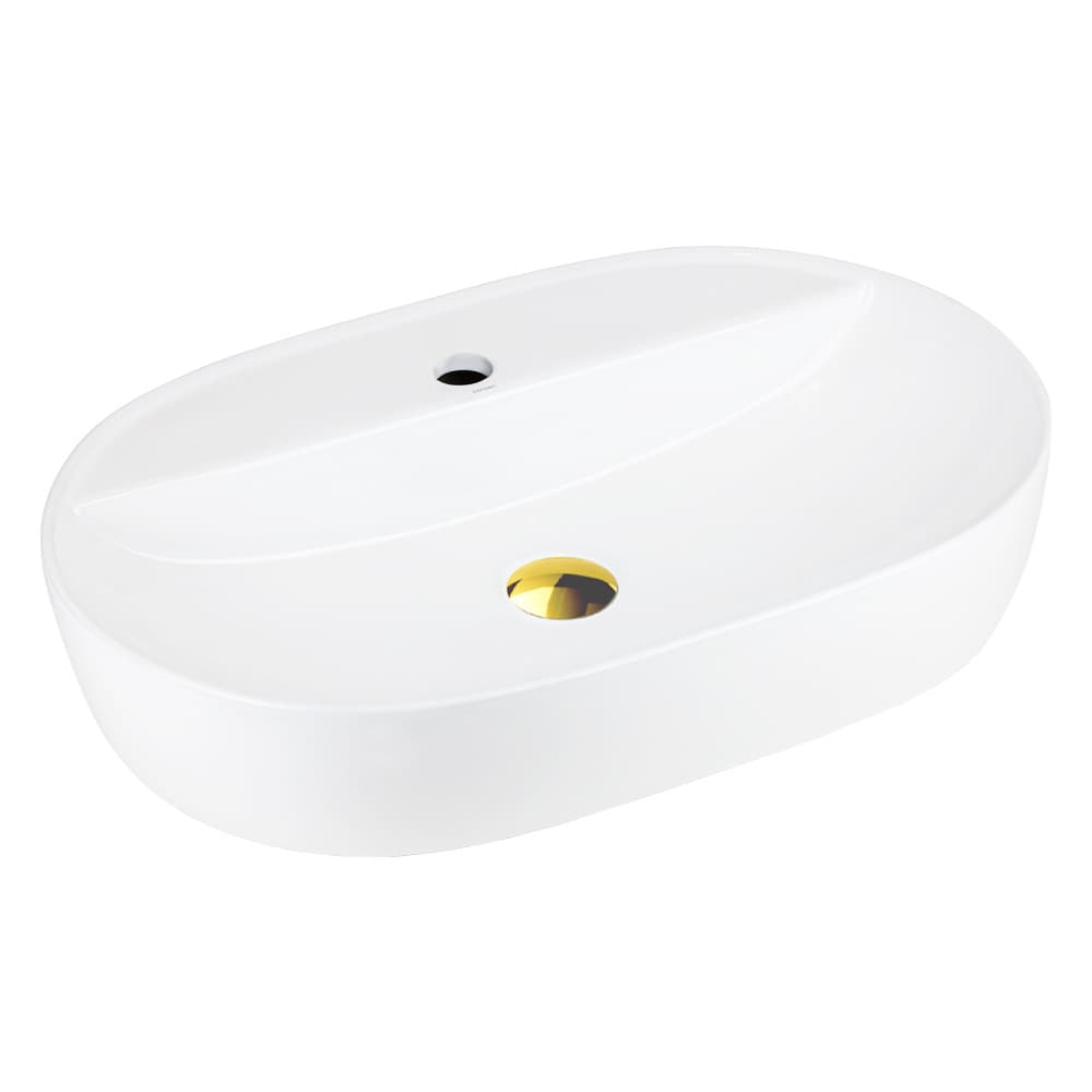 Umywalka nablatowa OLVENA UC5658GL 600x400x120mm Otwór na baterię Złoty korek