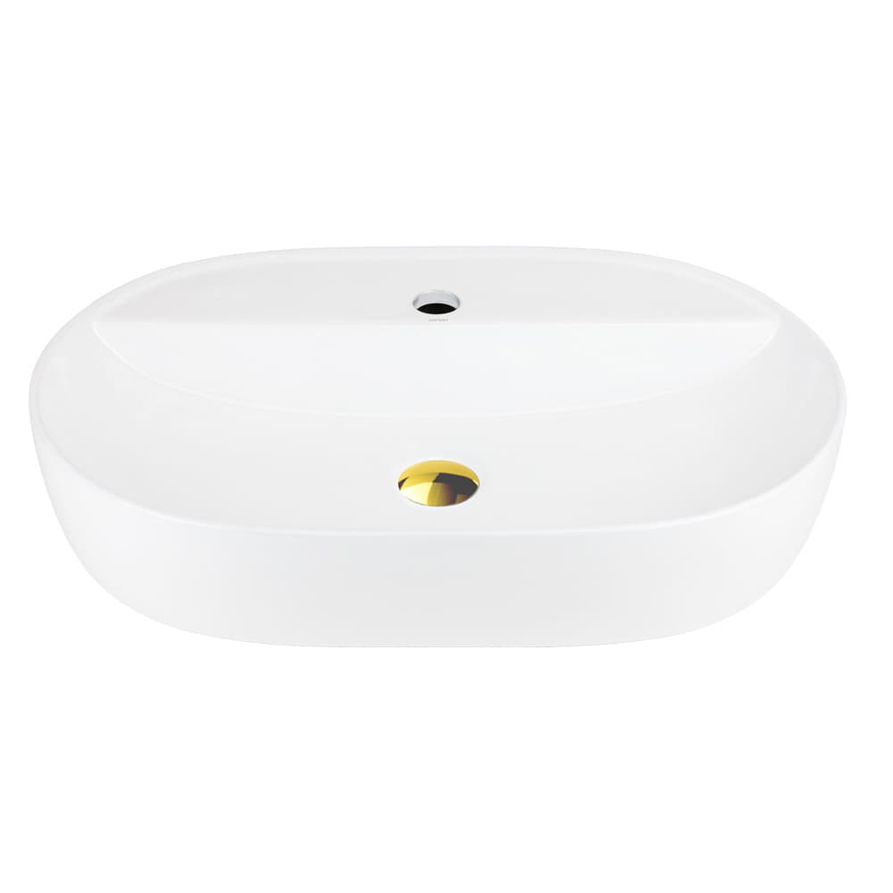 Umywalka nablatowa OLVENA UC5658GL 600x400x120mm Otwór na baterię Złoty korek