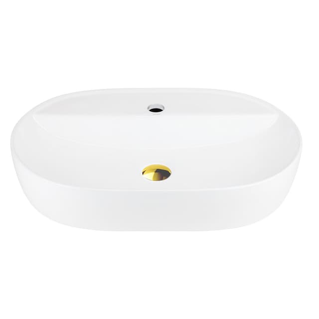 Umywalka nablatowa OLVENA UC5658GL 600x400x120mm Otwór na baterię Złoty korek