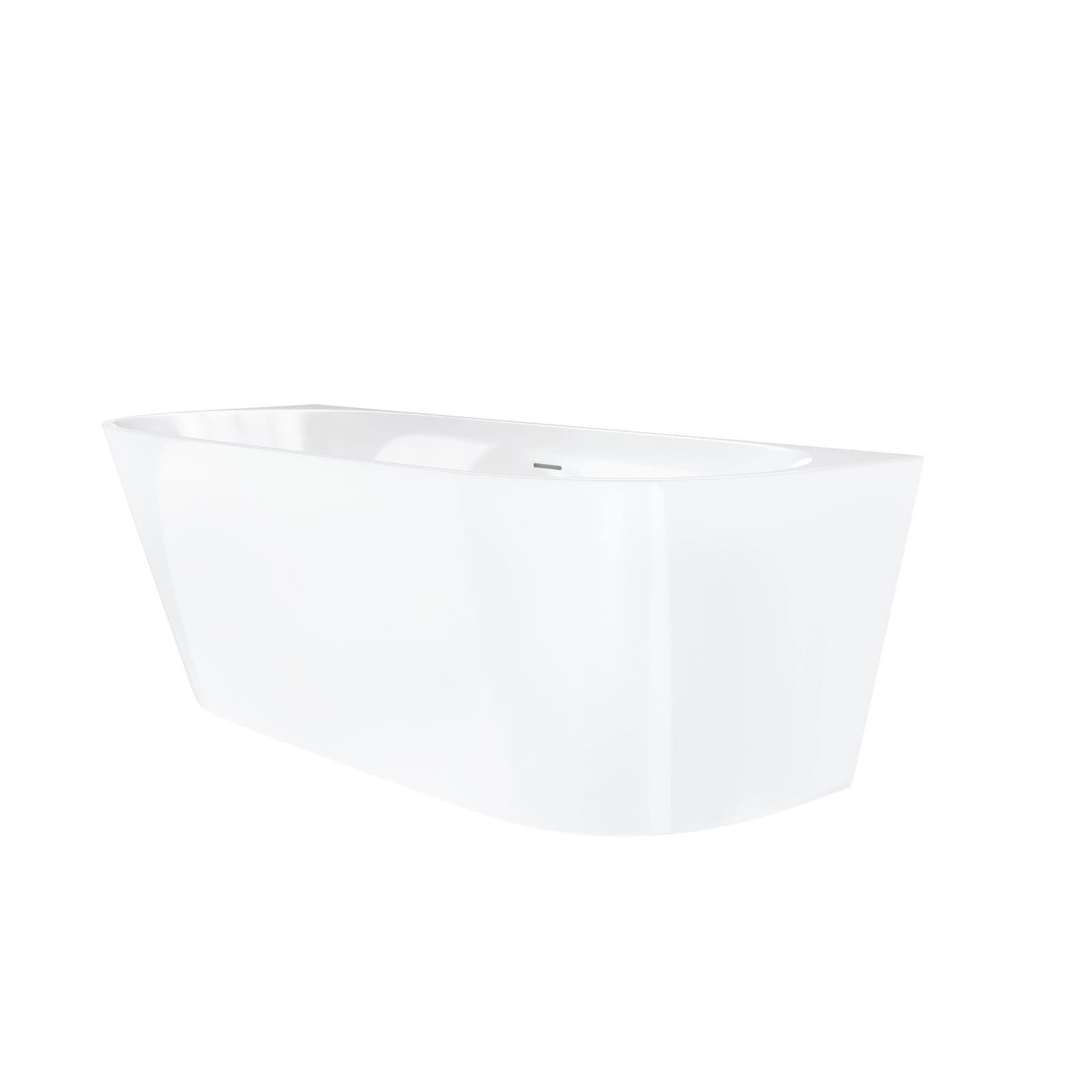 Wanna przyścienna wolnostojąca z przelewem szczelinowym Corsan MONO 160 x 74,5 cm Korek Chrom