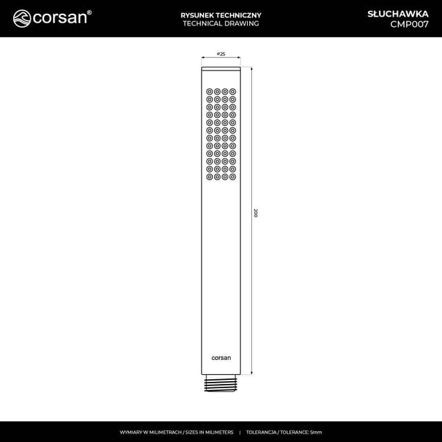 Słuchawka prysznicowa LUGO CMP007BSL Inox Szczotkowana Stal
