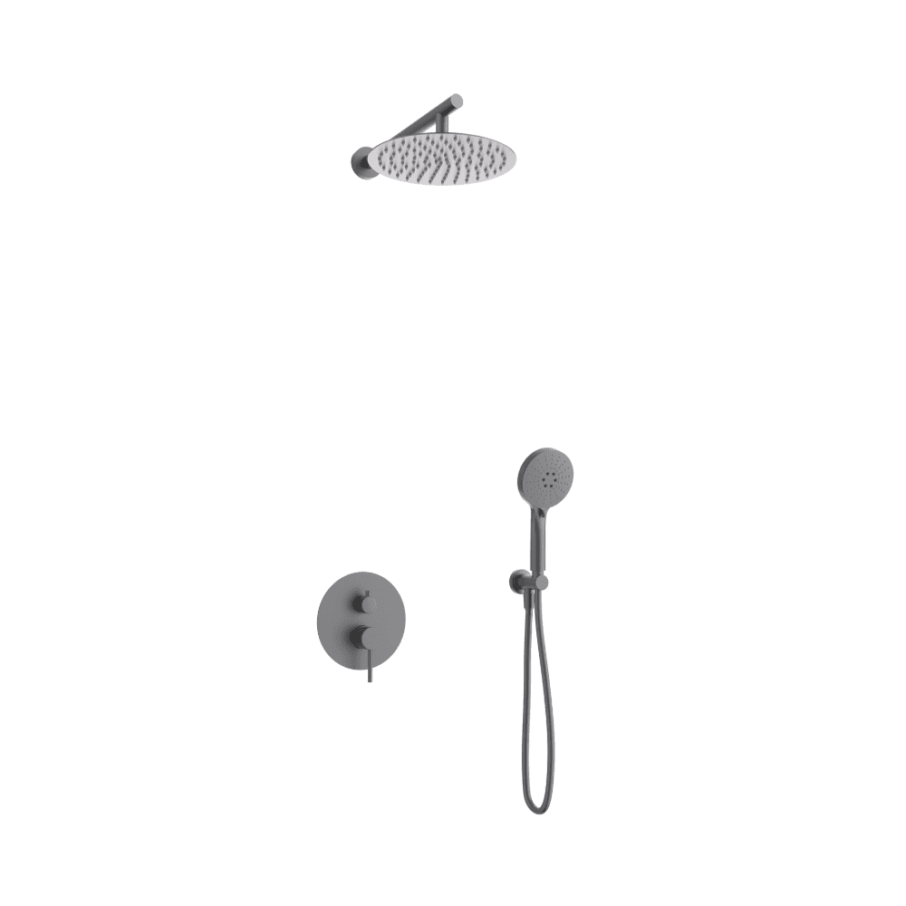 Zestaw prysznicowy podtynkowy LUGO Z03MGM Deszczownica 25cm Mieszacz Słuchawka prysznicowa Gunmetal