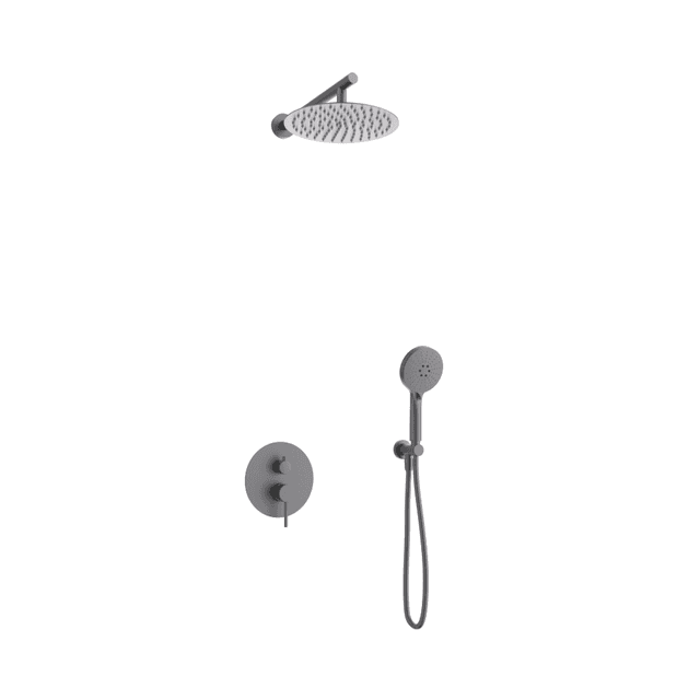 Zestaw prysznicowy podtynkowy LUGO Z03MGM Deszczownica 25cm Mieszacz Słuchawka prysznicowa Gunmetal