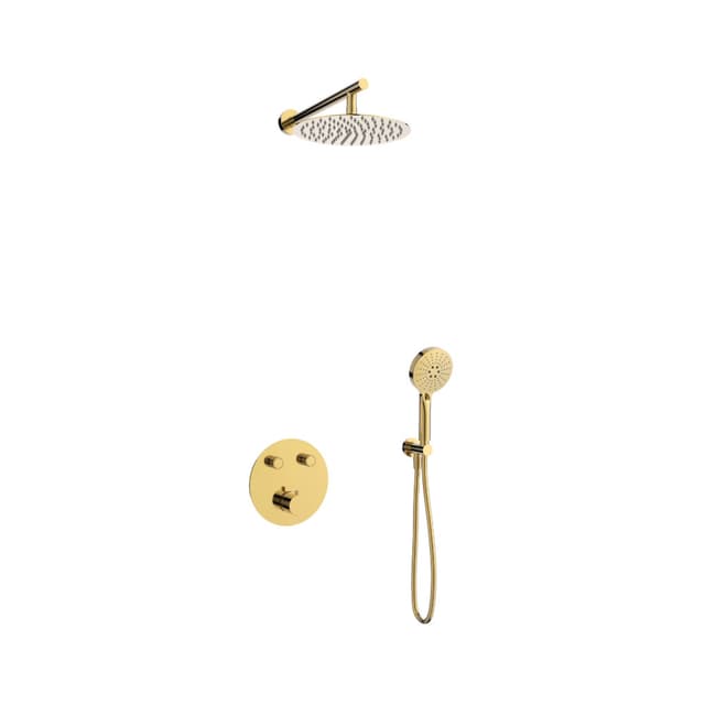 Zestaw prysznicowy podtynkowy LUGO Z04TGL Deszczownica 25cm Termostat Słuchawka prysznicowa Złoty