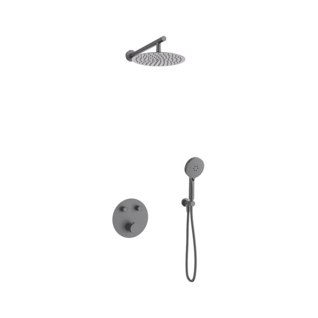Zestaw prysznicowy podtynkowy LUGO Z04TGM Deszczownica 25cm Termostat Słuchawka prysznicowa Gunmetal