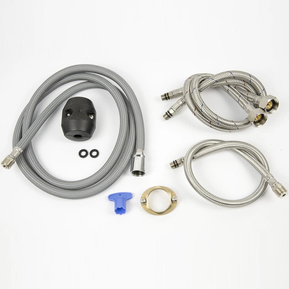 Bateria wannowa 3 otworowa LUGO CMB7542BSL z wylewką i słuchawką prysznicową Stal szczotkowana