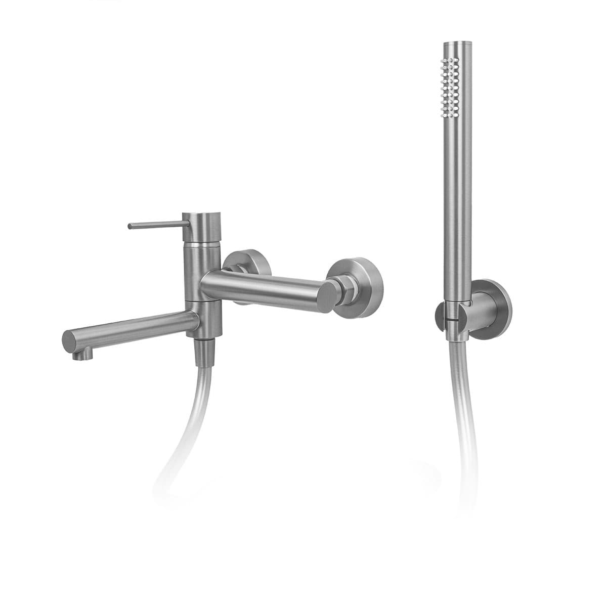 Bateria wannowa ścienna LUGO CMZ7541BSL z zestawem natryskowym Stal szczotkowana