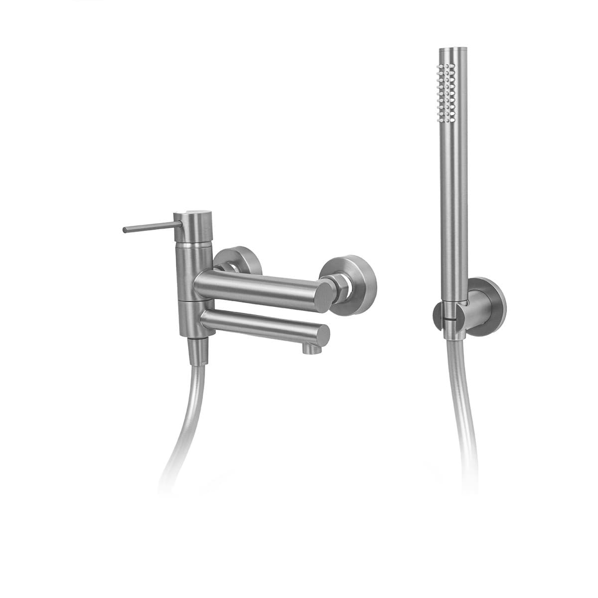 Bateria wannowa ścienna LUGO CMZ7541BSL z zestawem natryskowym Stal szczotkowana