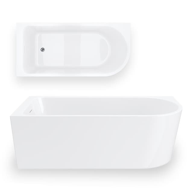 Wanna narożna INVELIA V220LLCH 160x75 cm Montaż lewostrony Przelew szczelinowy Korek klik klak Chrom