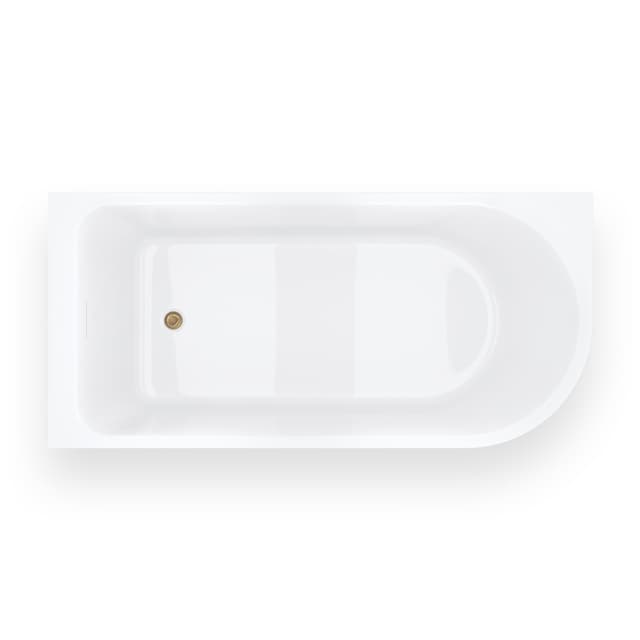 Wanna narożna INVELIA V220LLBGL 160x75 cm Montaż lewstronny Przelew szczelinowy Korek klik klak Złoto szczotkowane