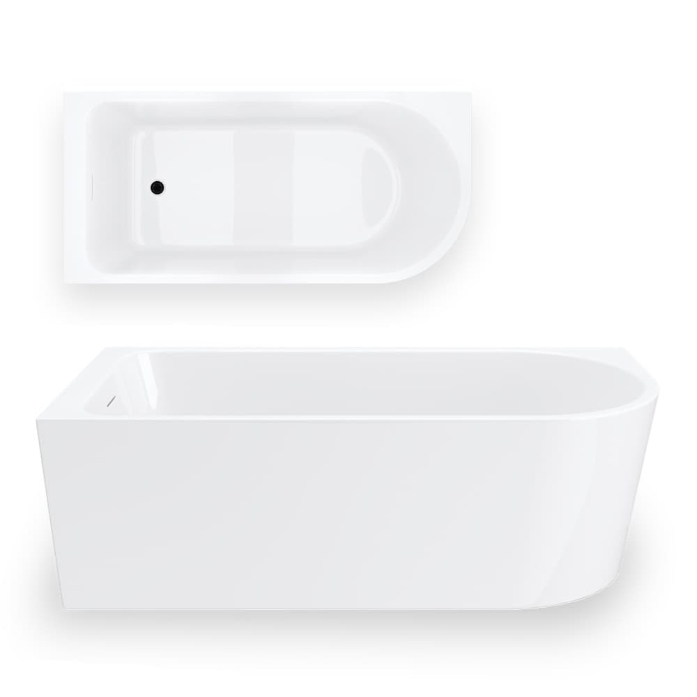 Wanna narożna INVELIA V220LLBL 160x75cm Montaż lewostronny Przelew szczelinowy Korek klik klak Czarny