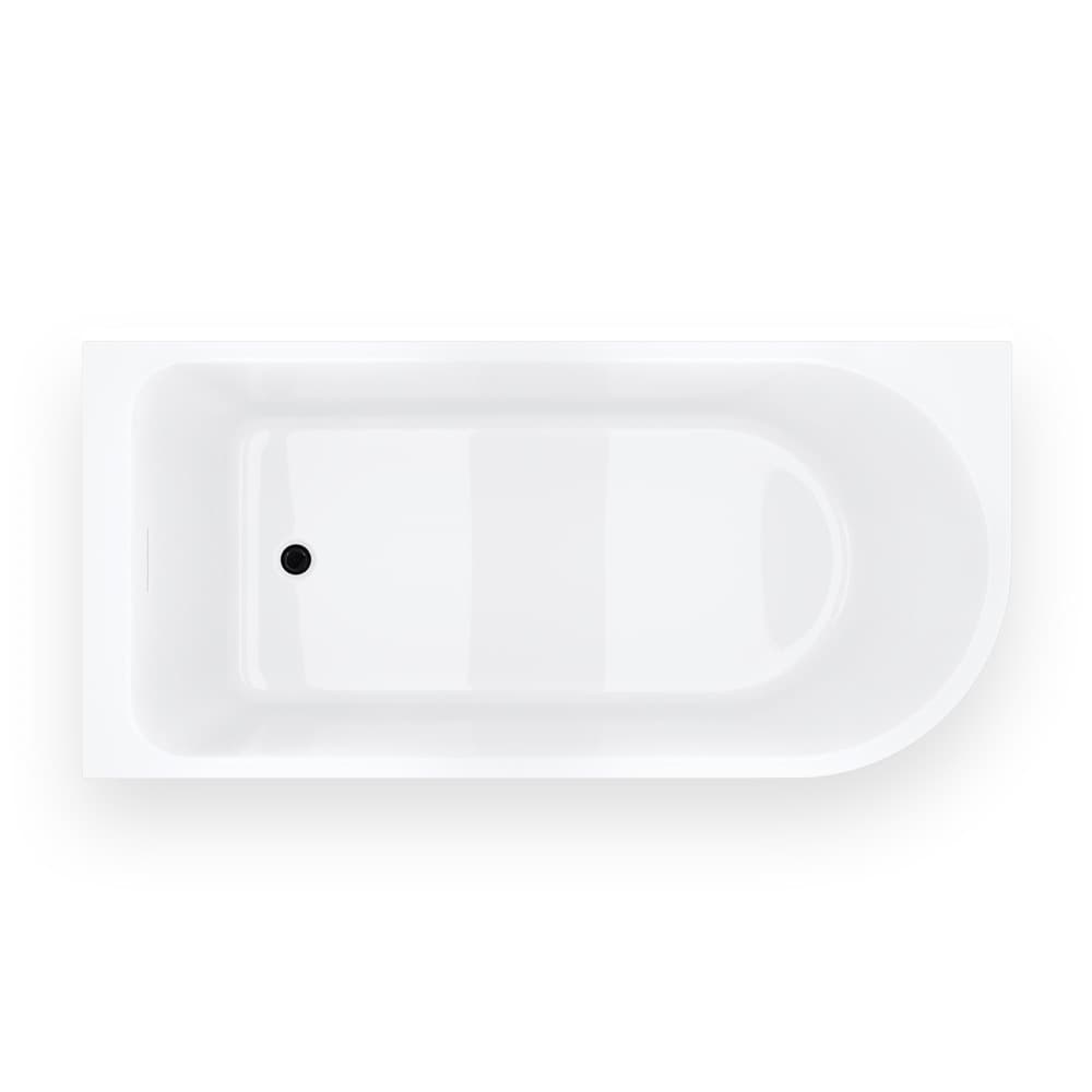 Wanna narożna INVELIA V220LLBL 160x75cm Montaż lewostronny Przelew szczelinowy Korek klik klak Czarny