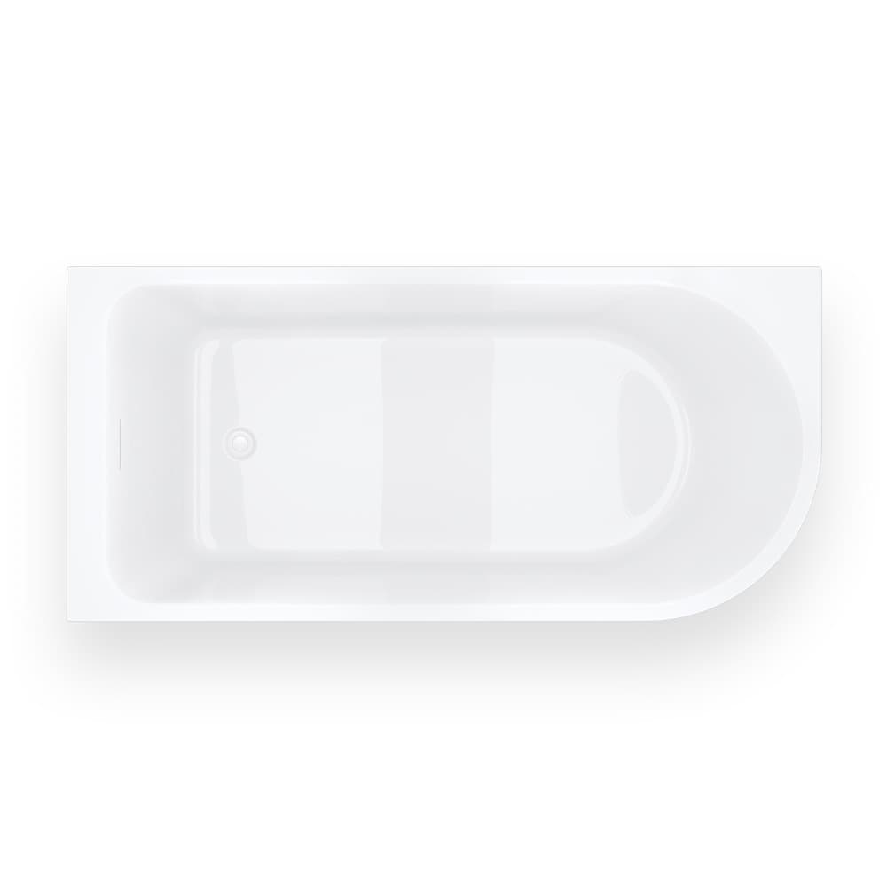 Wanna narożna INVELIA V220LLWH 160x75 cm Montaż lewostronny Przelew szczelinowy Korek klik klak Biały