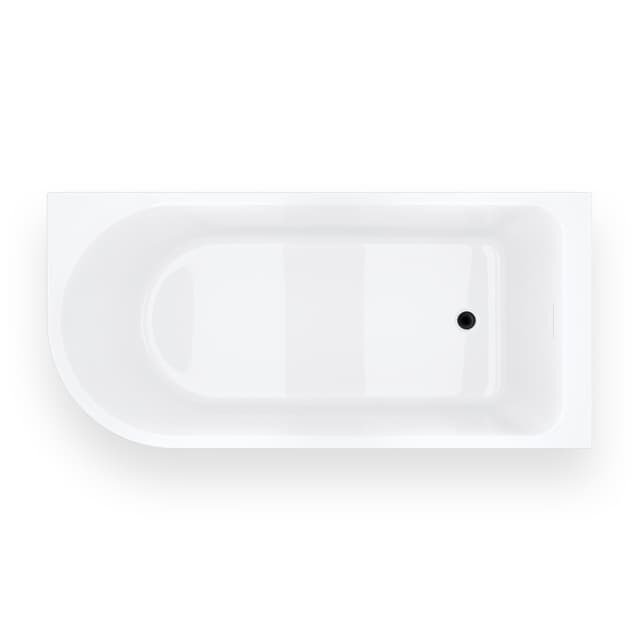 Wanna narożna INVELIA V220LPBL 160x75 cm Montaż prawostronny Przelew szczelinowy Korek klik klak Czarny