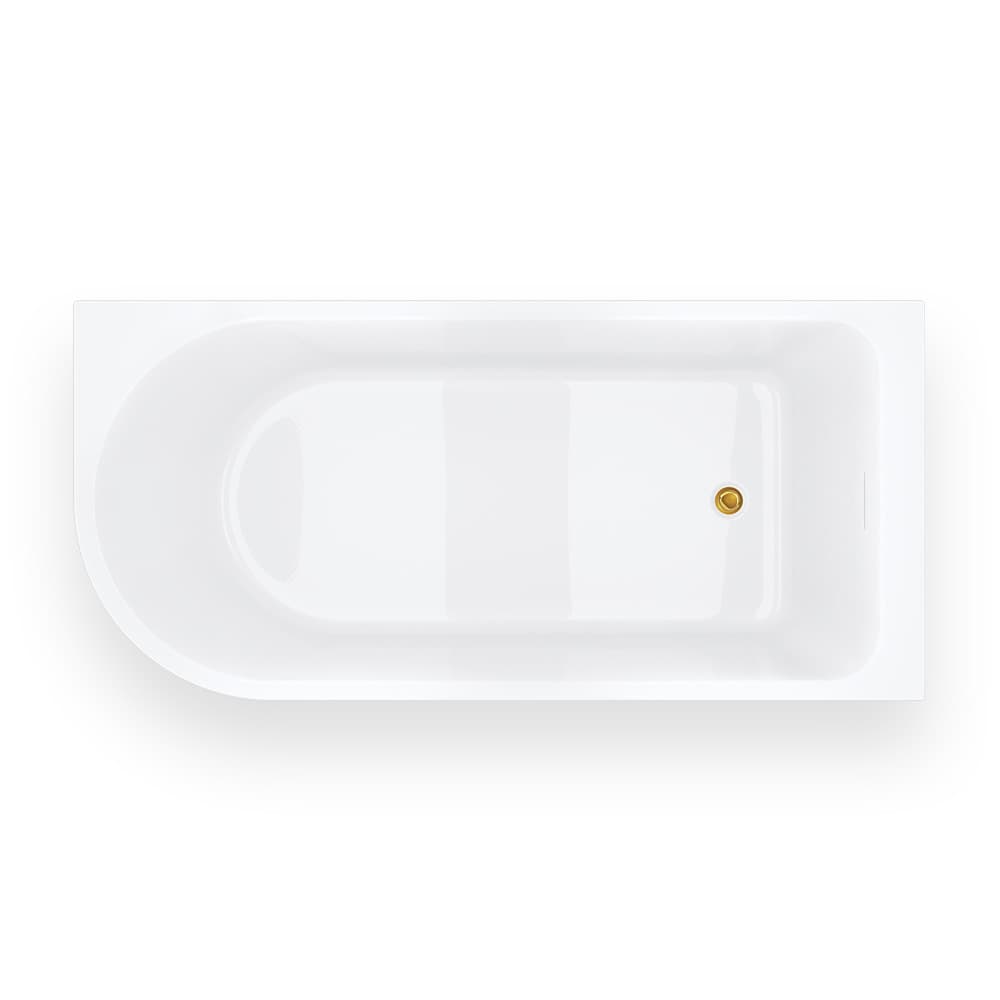 Wanna narożna INVELIA V220LPGL 160x75cm Montaż prawostronny Przelew szczelinowy Korek klik klak Złoty