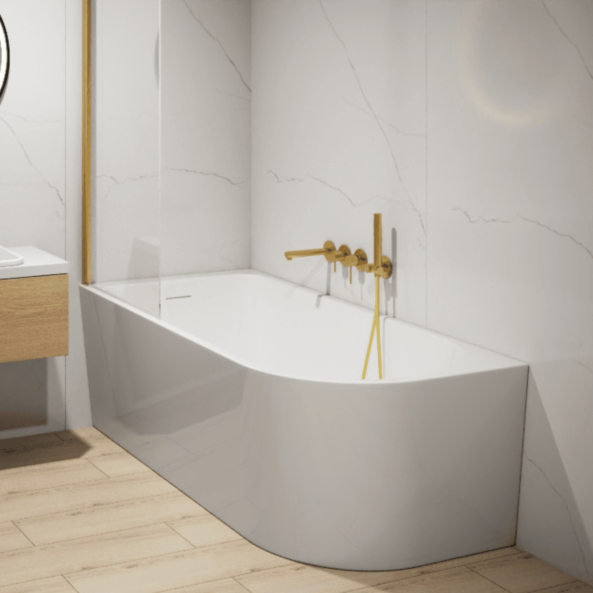 Wanna narożna INVELIA V220XLPCH 170x80 cm Montaż prawostronny Przelew szczelinowy Korek klik klak Chrom