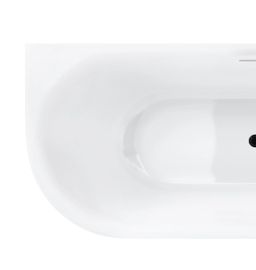 Wanna narożna INTERO V230MPBL 150 cm Montaż prawostronny Przelew szczelinowy Korek klik klak Czarny