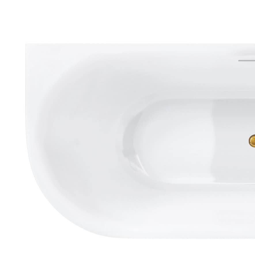 Wanna narożna INTERO V230MPGL150 cm Montaż prawostronny Przelew szczelinowy Korek klik klak Złoty