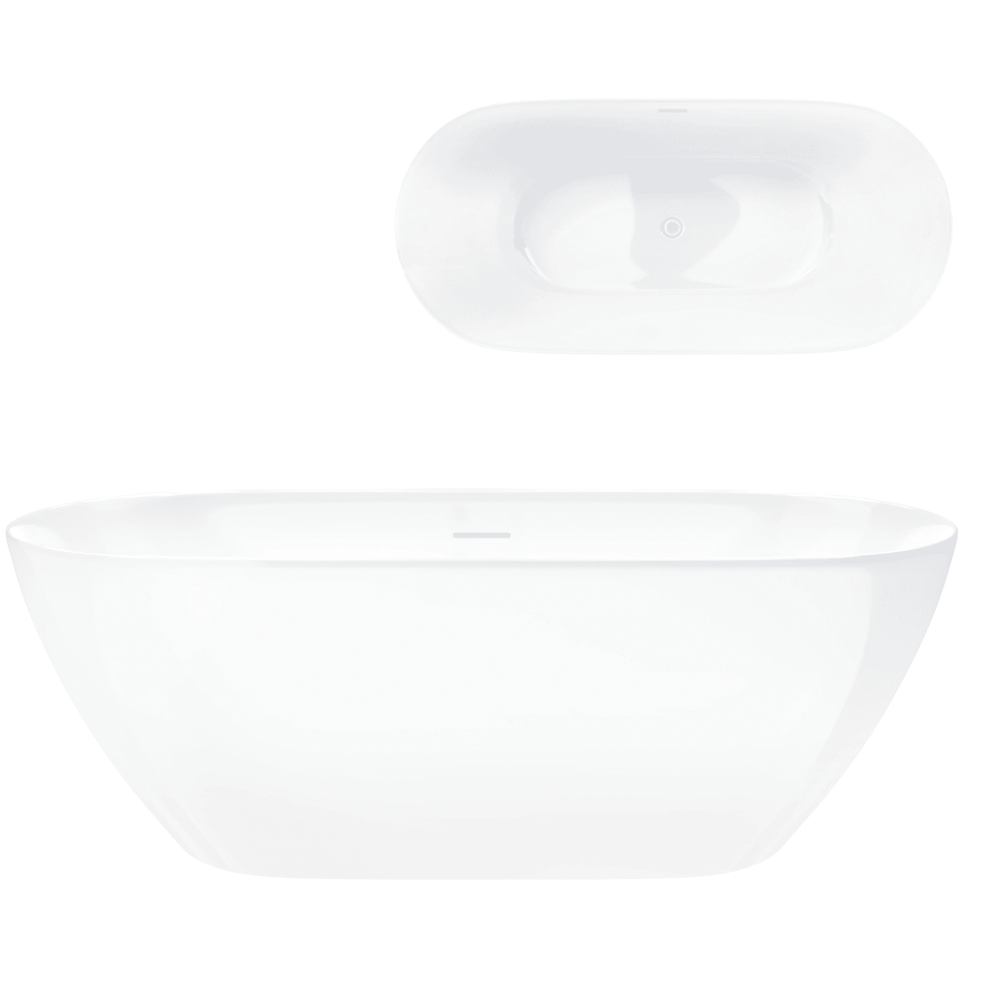 Wanna wolnostojąca OLVENA V041MWH 150 cm Przelew szczelinowy Korek klik-klak Biały