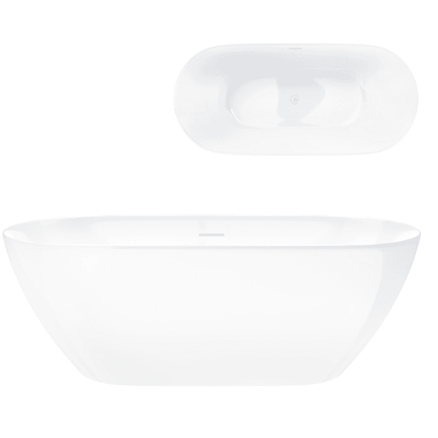 Wanna wolnostojąca OLVENA V041MWH 150 cm Przelew szczelinowy Korek klik-klak Biały