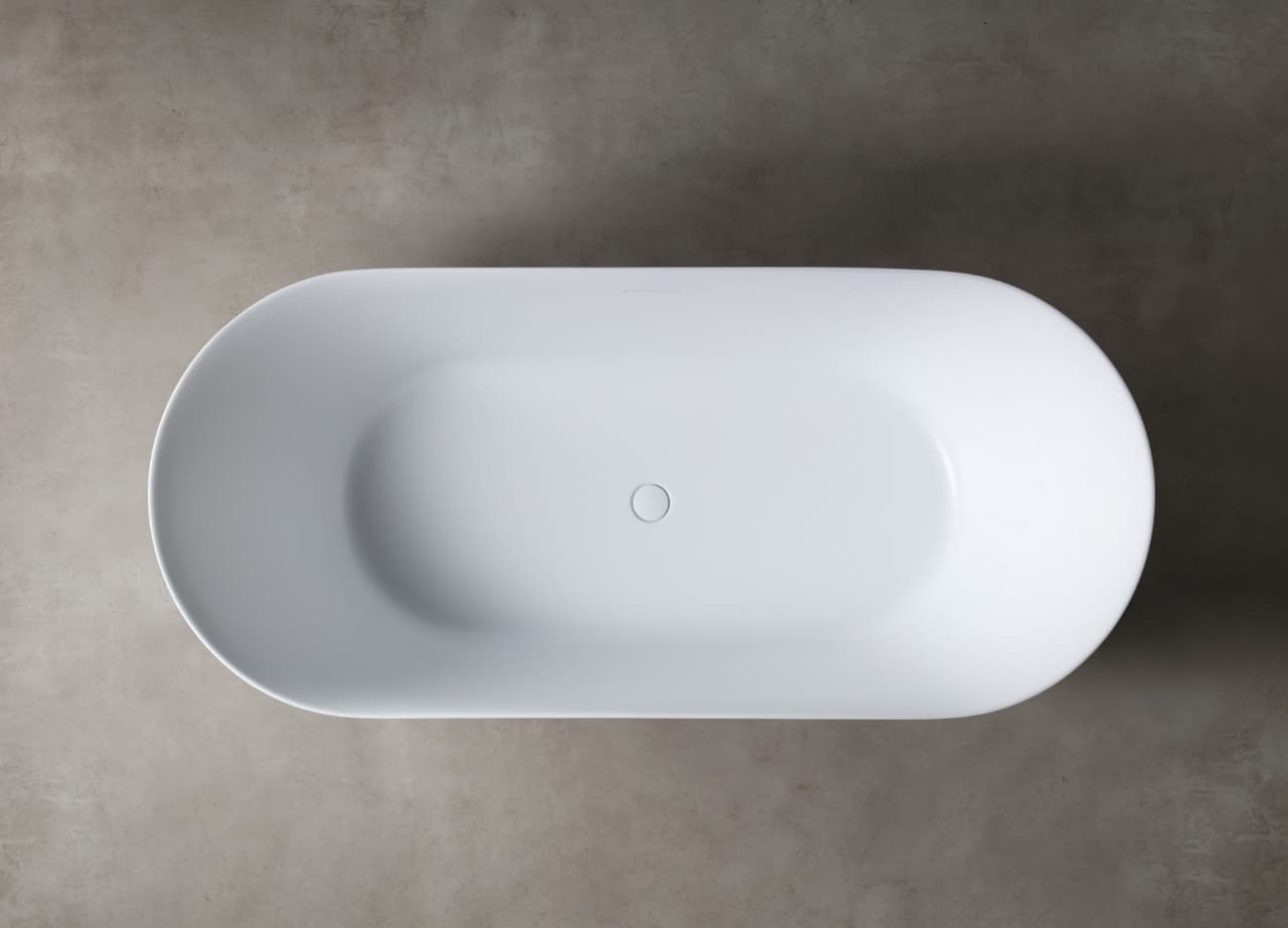 Wanna wolnostojąca OLVENA V041MWH 150 cm Przelew szczelinowy Korek klik-klak Biały