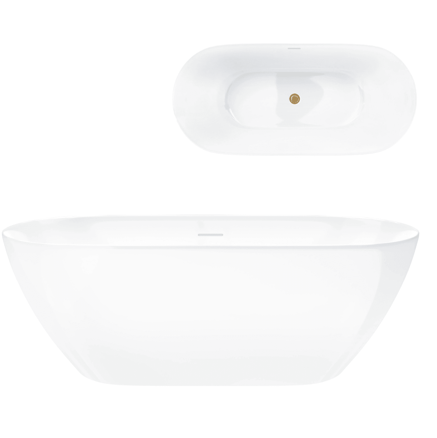 Wanna wolnostojąca OLVENA V041MBGL 150 cm Przelew szczelinowy Korek klik klak Złoto szczotkowane