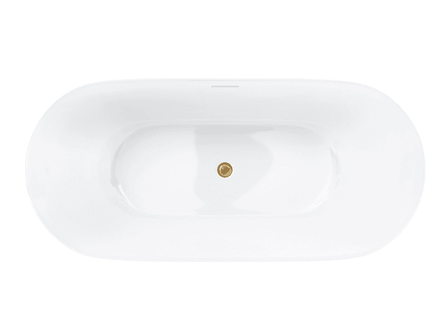 Wanna wolnostojąca OLVENA V041MBGL 150 cm Przelew szczelinowy Korek klik klak Złoto szczotkowane