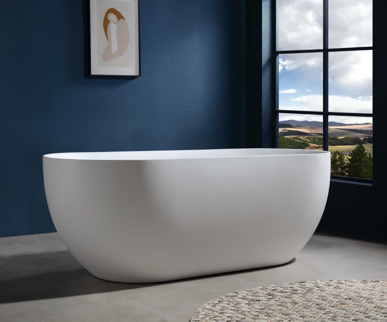 Wanna wolnostojąca OLVENA V041MBGL 150 cm Przelew szczelinowy Korek klik klak Złoto szczotkowane