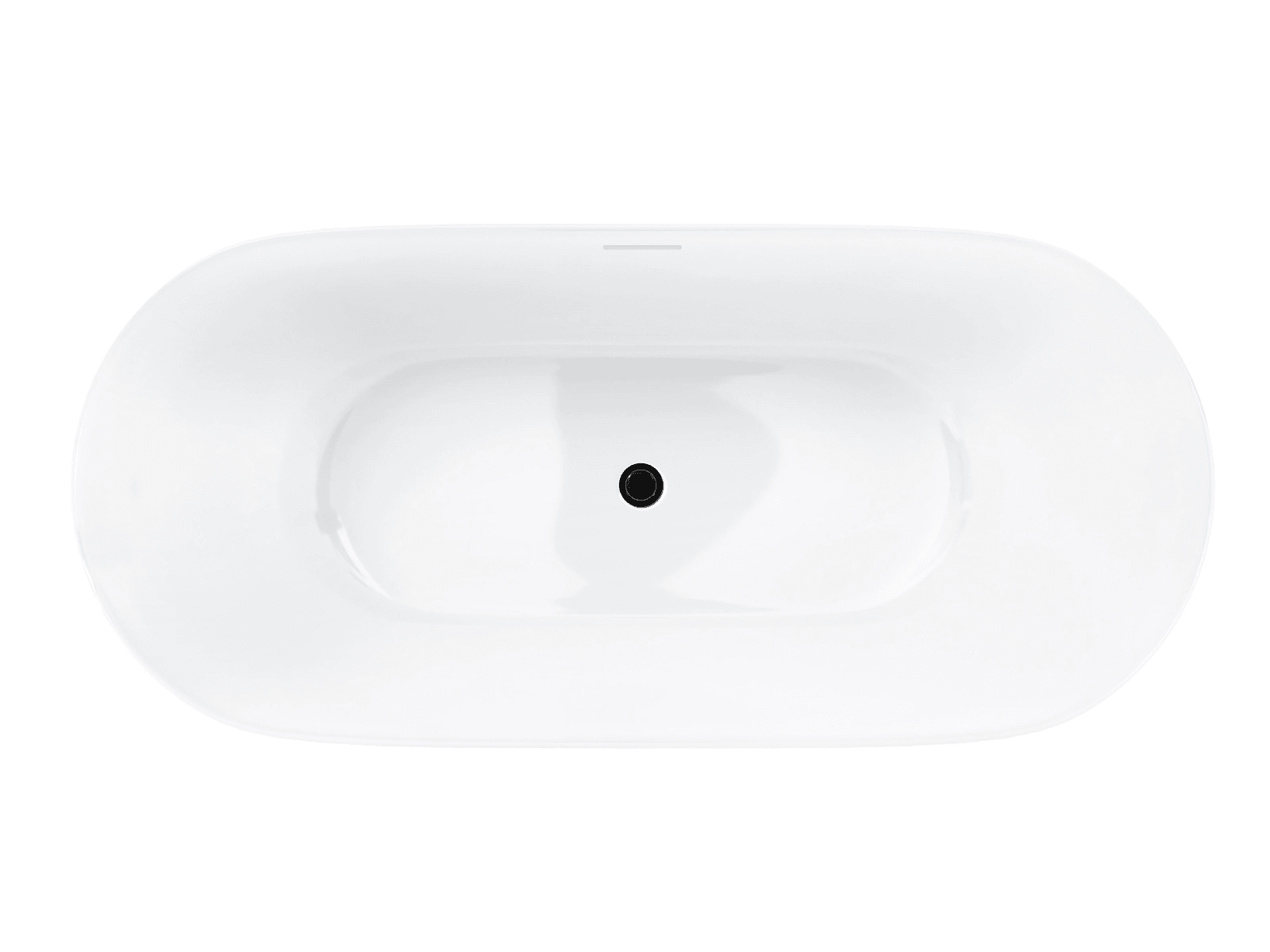 Wanna wolnostojąca OLVENA V041MBL 150 cm Przelew szczelinowy Korek klik klak Czarny