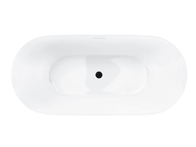 Wanna wolnostojąca OLVENA V041MBL 150 cm Przelew szczelinowy Korek klik klak Czarny