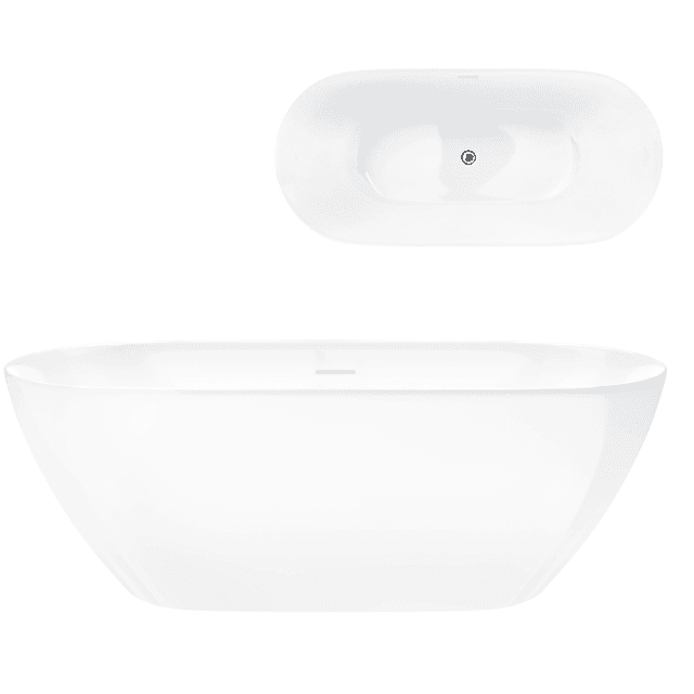 Wanna wolnostojąca OLVENA V041MCH 150 cm Przelew szczelinowy Korek klik klak Chrom