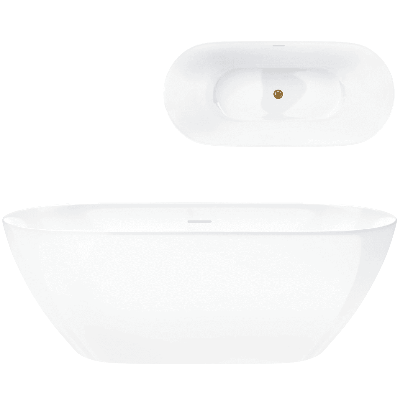 Wanna wolnostojąca OLVENA V041MGL 150 cm Przelew szczelinowy Korek klik klak Złoty