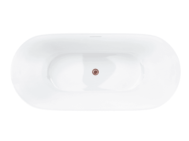 Wanna wolnostojąca OLVENA V041MRG 150 cm Przelew szczelinowy Korek klik klak Różowe Złoto