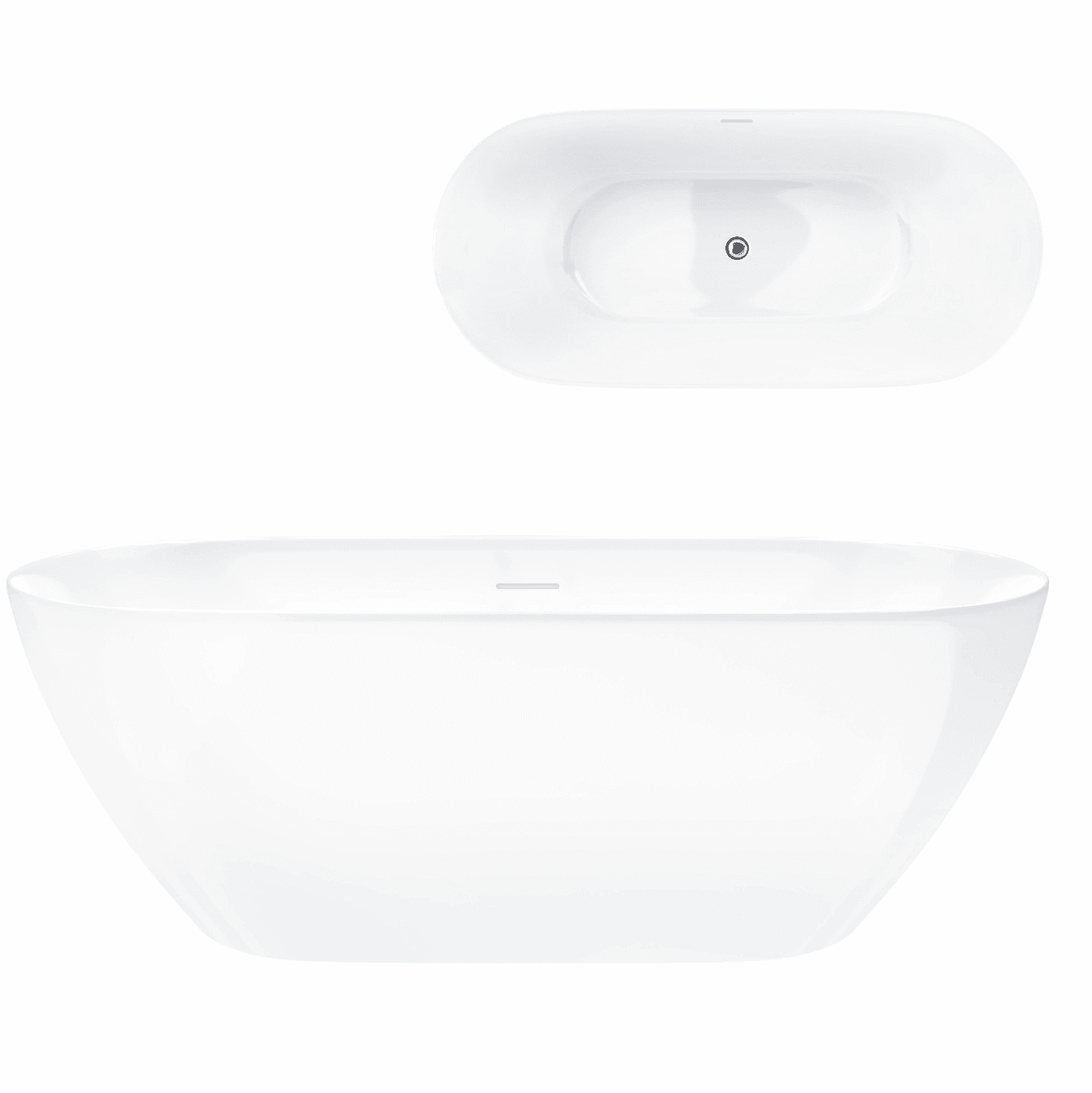 Wanna wolnostojąca OLVENA V041XLCH 170 cm Przelew szczelinowy Korek klik klak Chrom