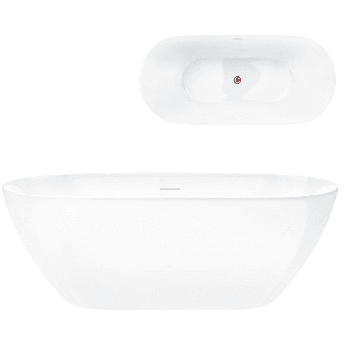 Wanna wolnostojąca OLVENA V041XLRG 170 cm Przelew szczelinowy Korek klik klak Różowe złoto