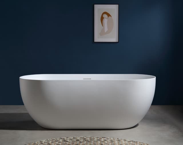 Wanna wolnostojąca OLVENA V041XLWH 170 cm Przelew szczelinowy Korek klik klak Biały