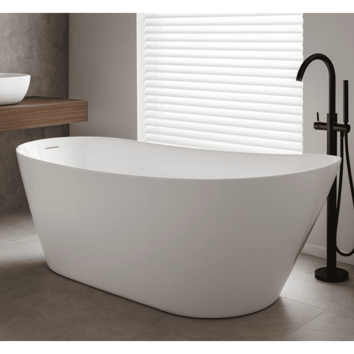 Wanna wolnostojąca ESTELLA II SLIM V038XLWH 170 cm Przelew szczelinowy Korek klik klak Biały