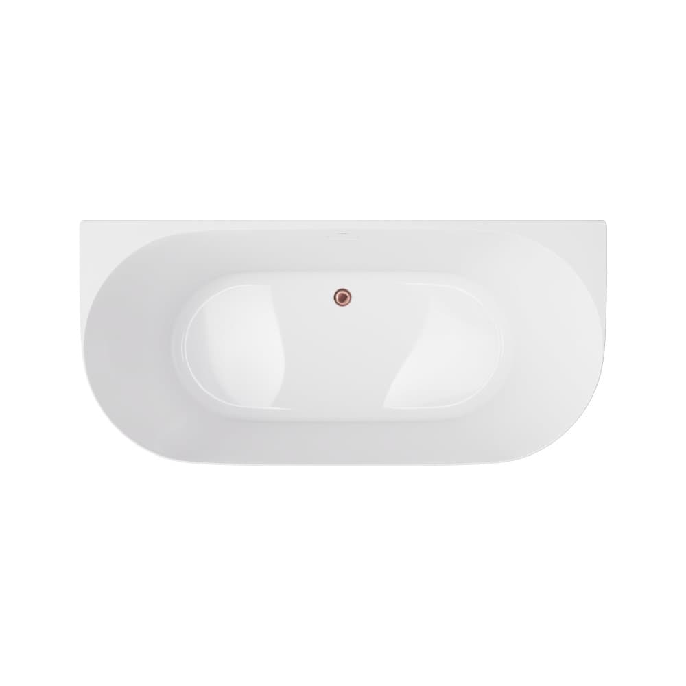 Wanna przyścienna MONO V029LSRG Slim 160 cm Przelew szczelinowy Korek klik klak Różowe Złoto