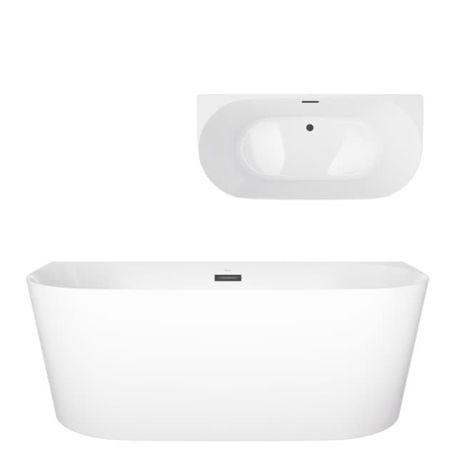 Wanna przyścienna MONO E029XLSBL Slim 170 cm Korek klik klak Czarny